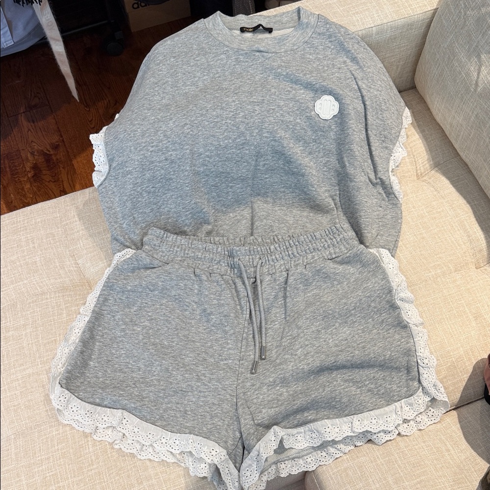 Maje Gray and White Loungewear Set - Picture 1 of 2